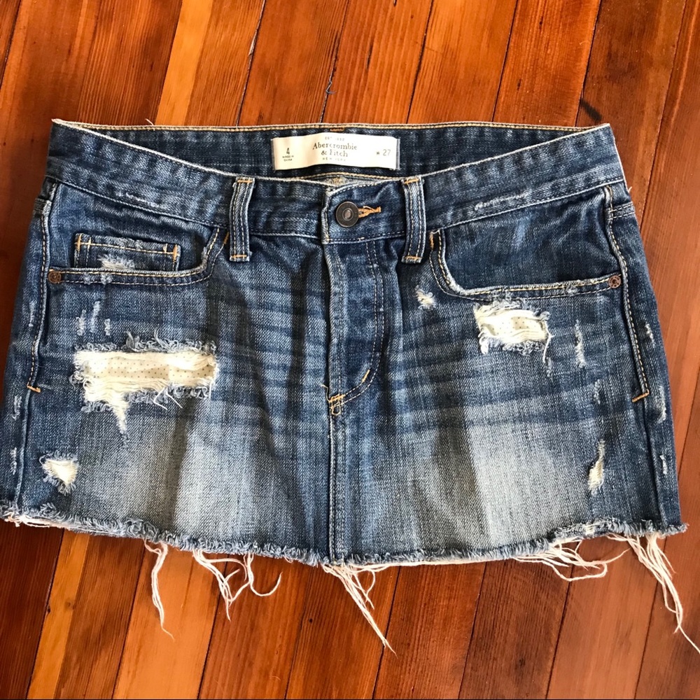 Distressed Jean mini skirt